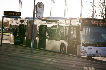 Bus stop in front of the exhibition grounds